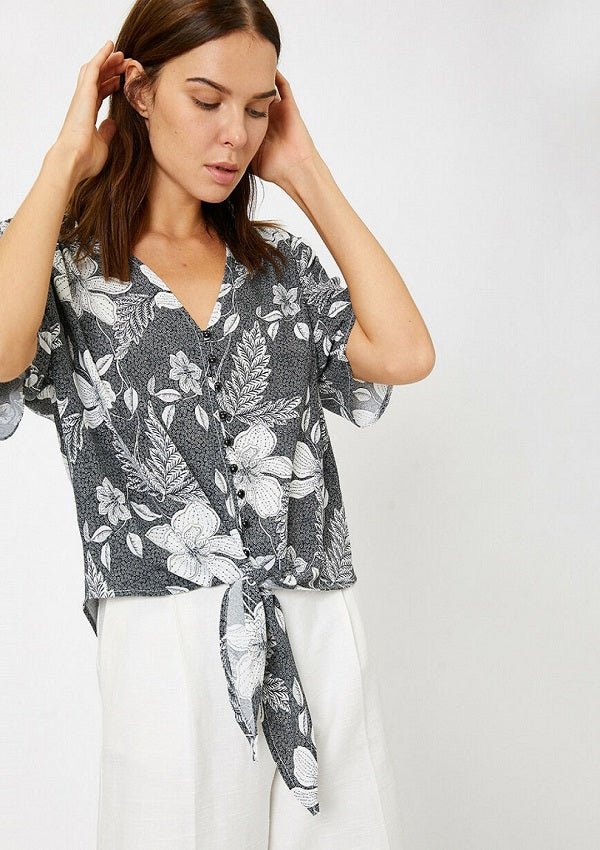 Printed black blouse