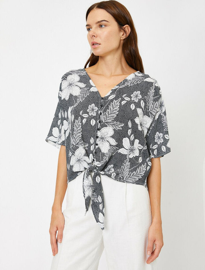 Printed black blouse