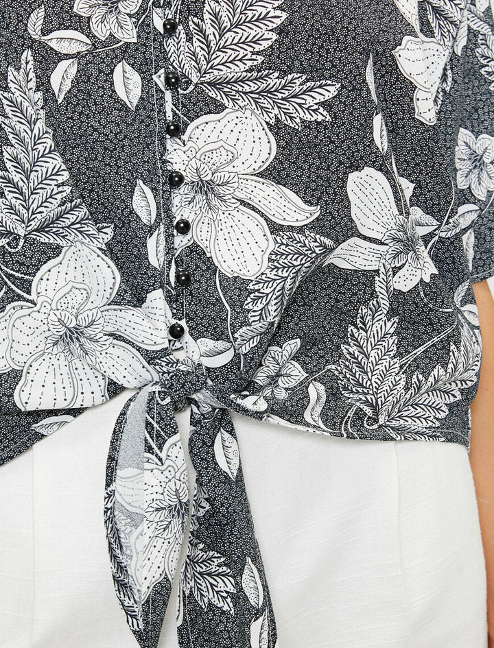 Printed black blouse