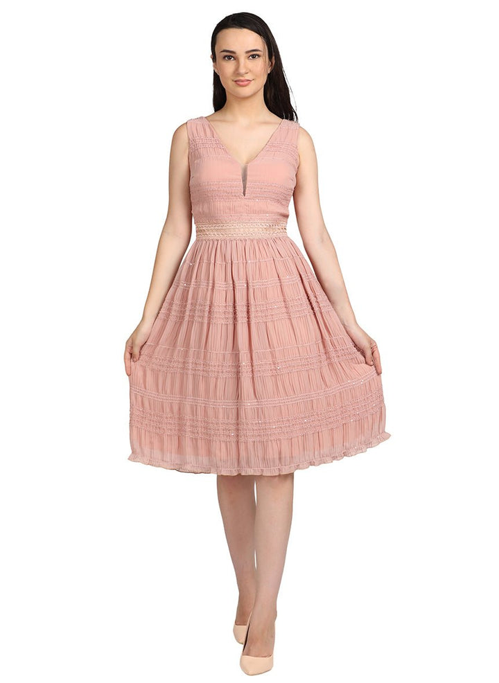 SHIFFON PLEATED MIDI DRESS
