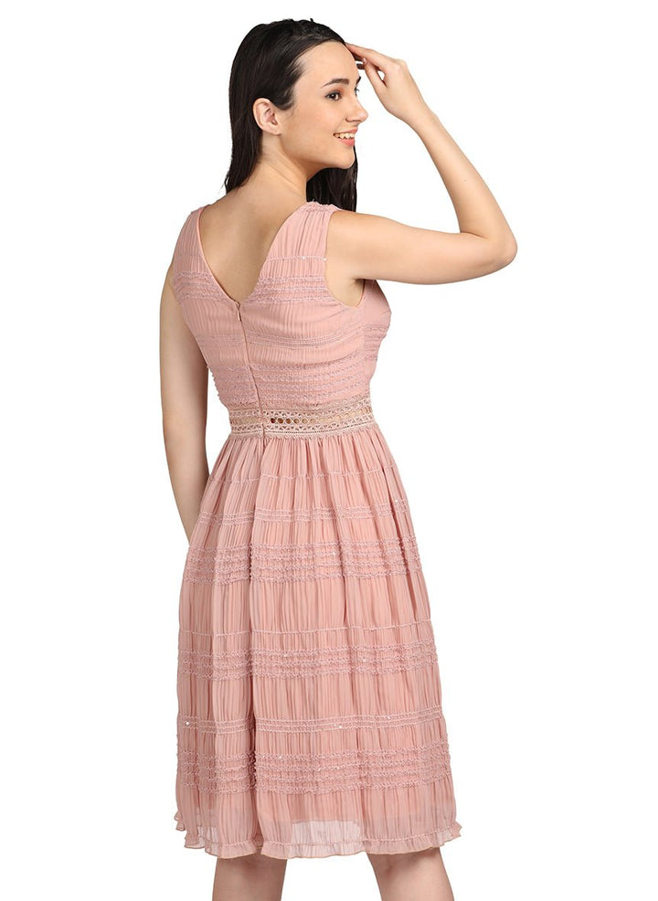 SHIFFON PLEATED MIDI DRESS