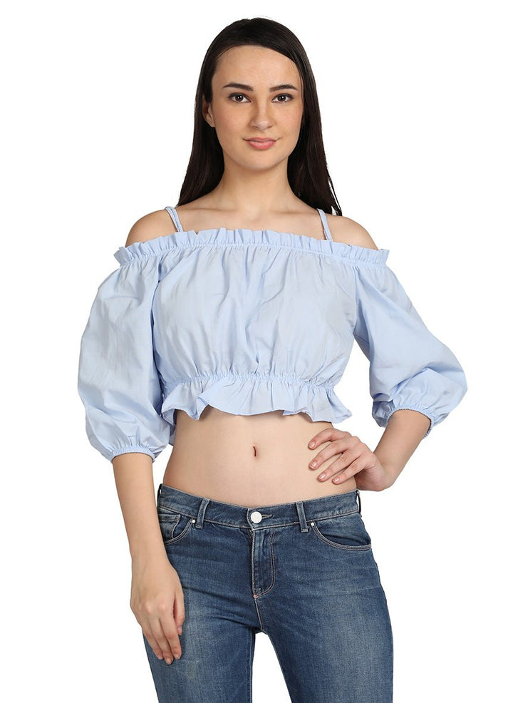 Blue strap crop top