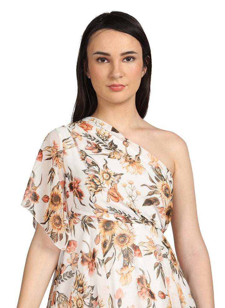 One shoulder ruffle dress