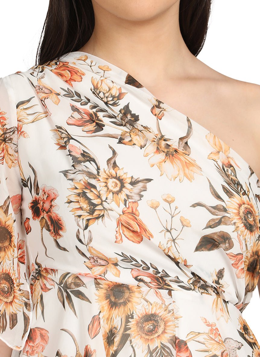 One shoulder ruffle dress