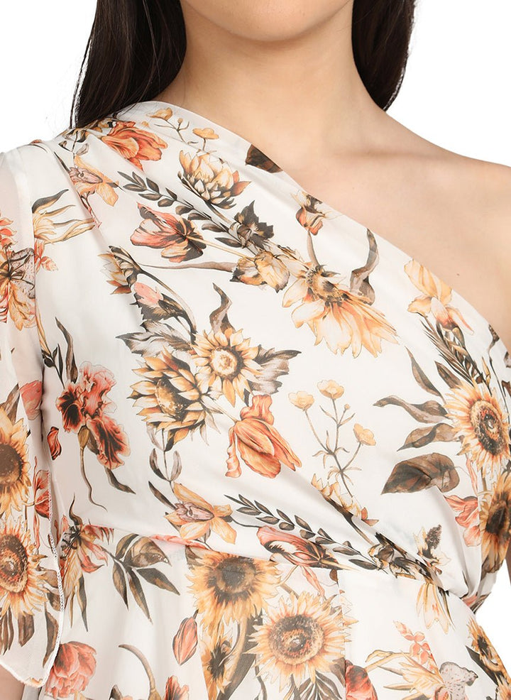 One shoulder ruffle dress