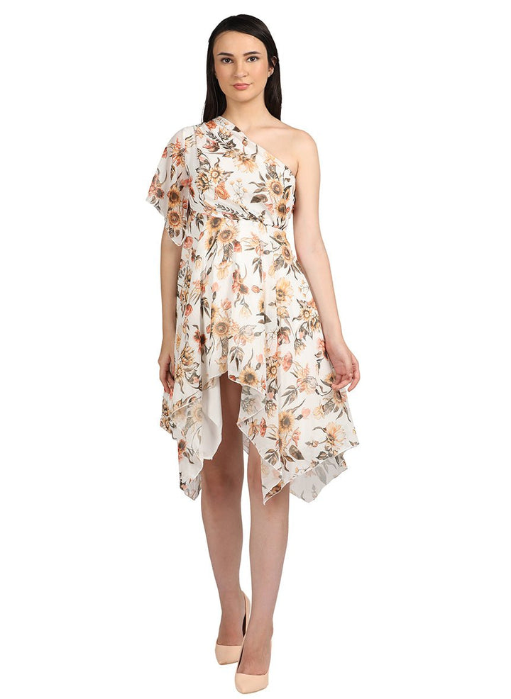 One shoulder ruffle dress