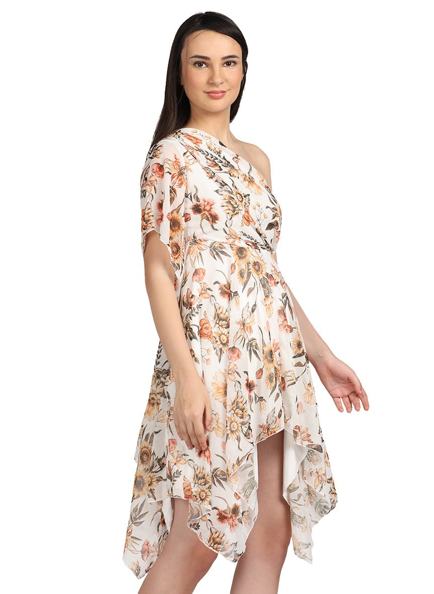 One shoulder ruffle dress