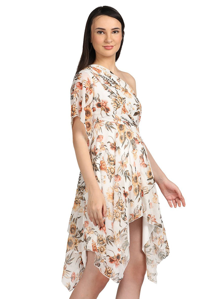 One shoulder ruffle dress