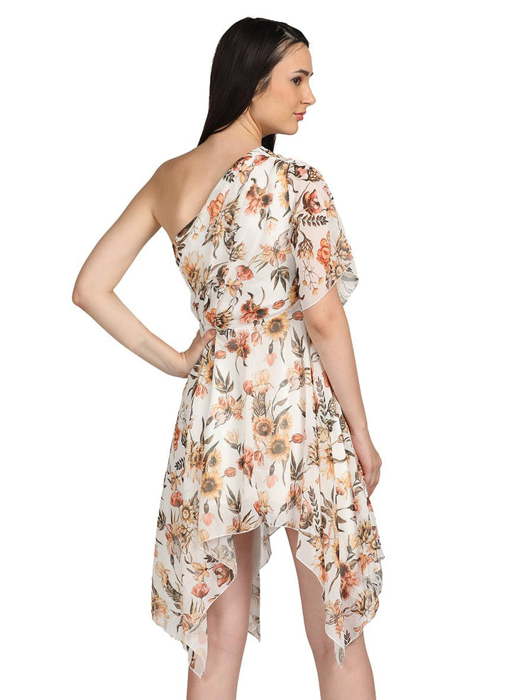 One shoulder ruffle dress