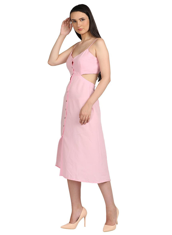 Twisted front cut pink dress