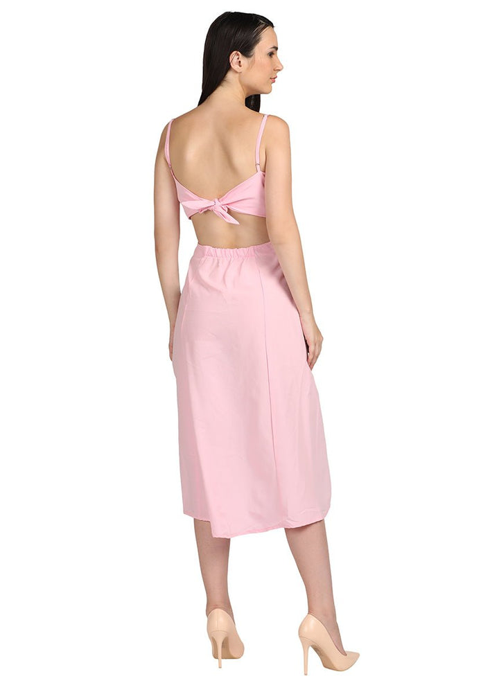 Twisted front cut pink dress