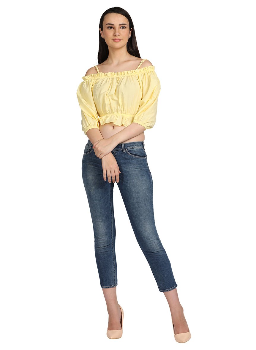 YELLOW STRAP CROP TOP