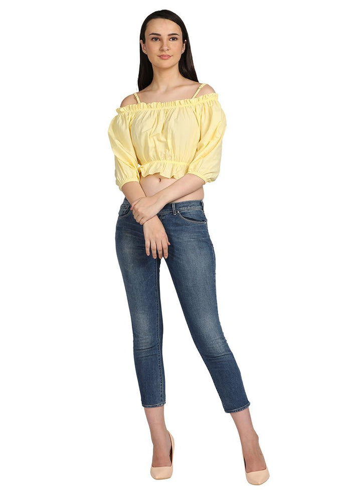 YELLOW STRAP CROP TOP