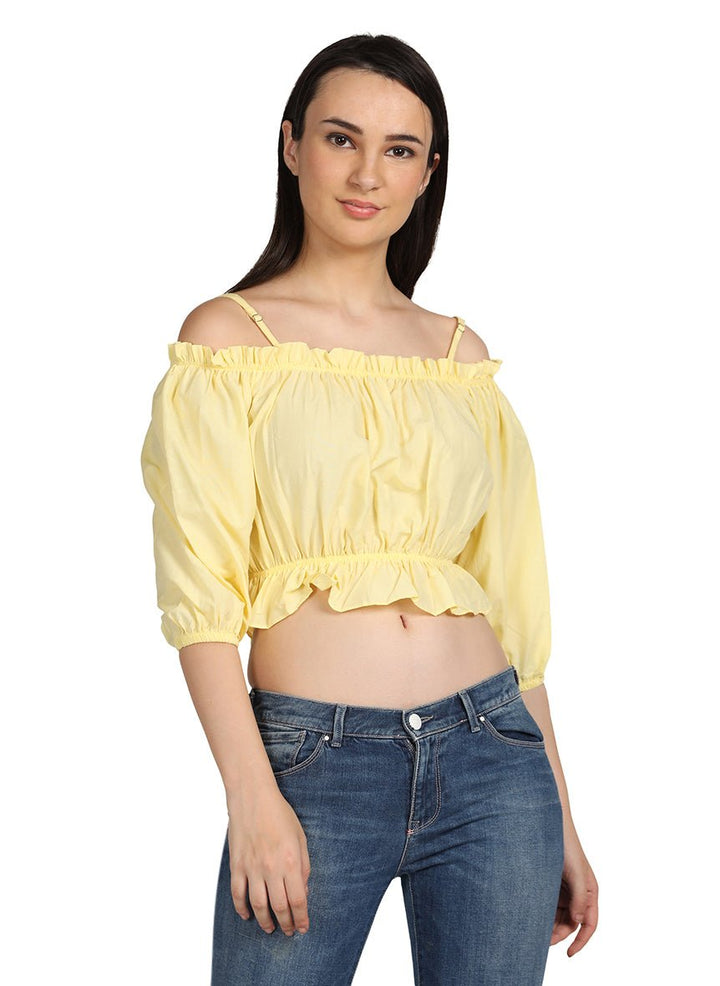 YELLOW STRAP CROP TOP