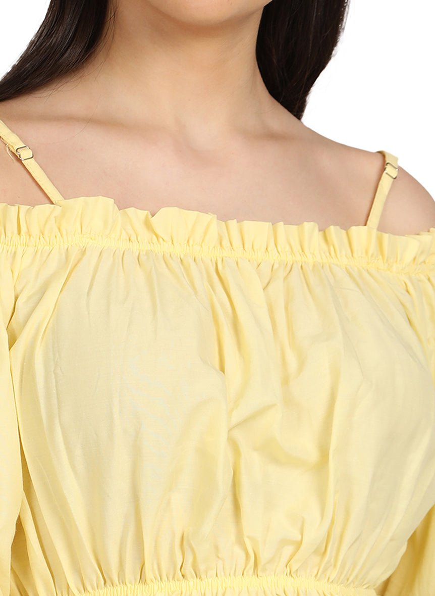 YELLOW STRAP CROP TOP