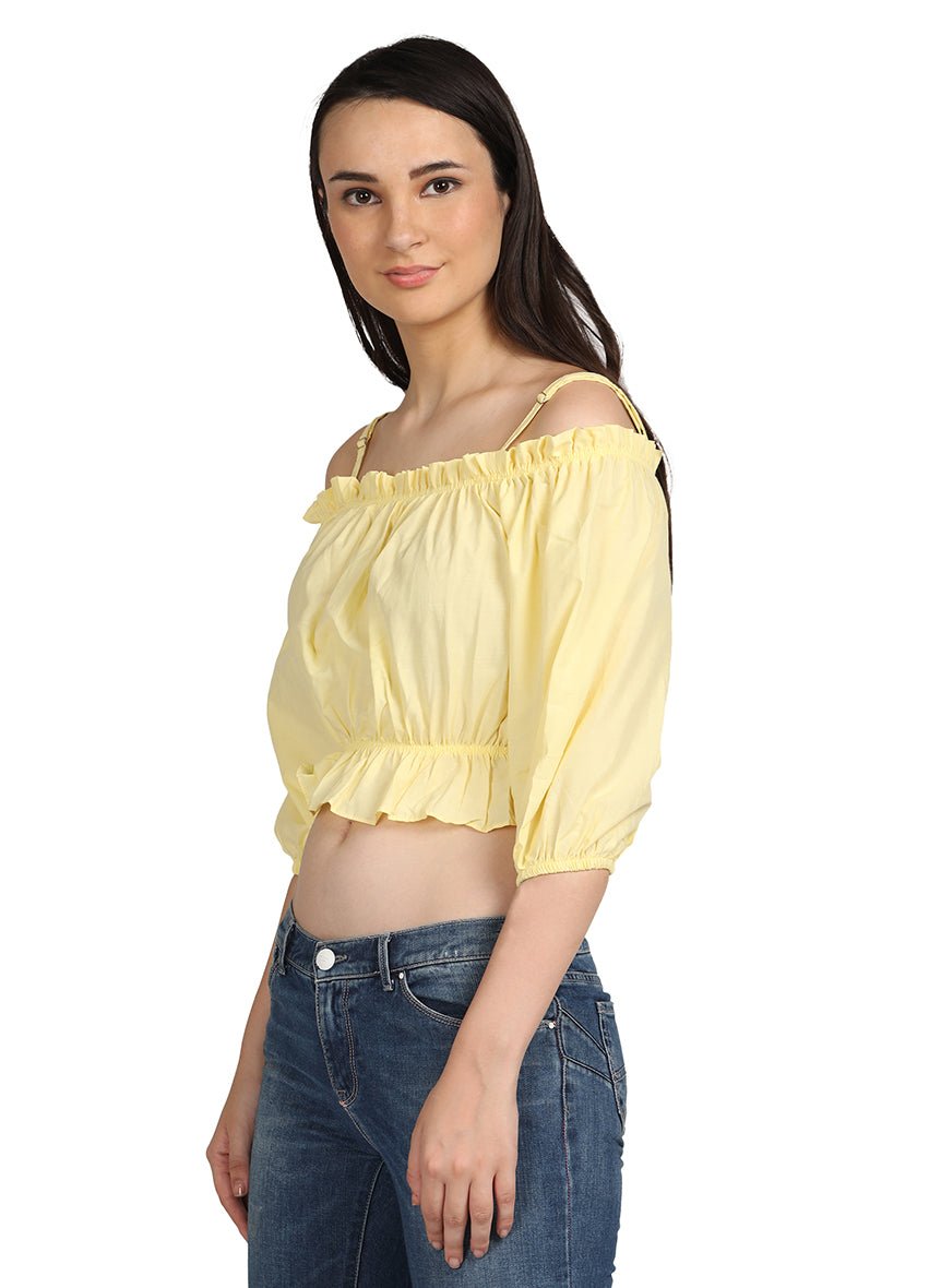 YELLOW STRAP CROP TOP