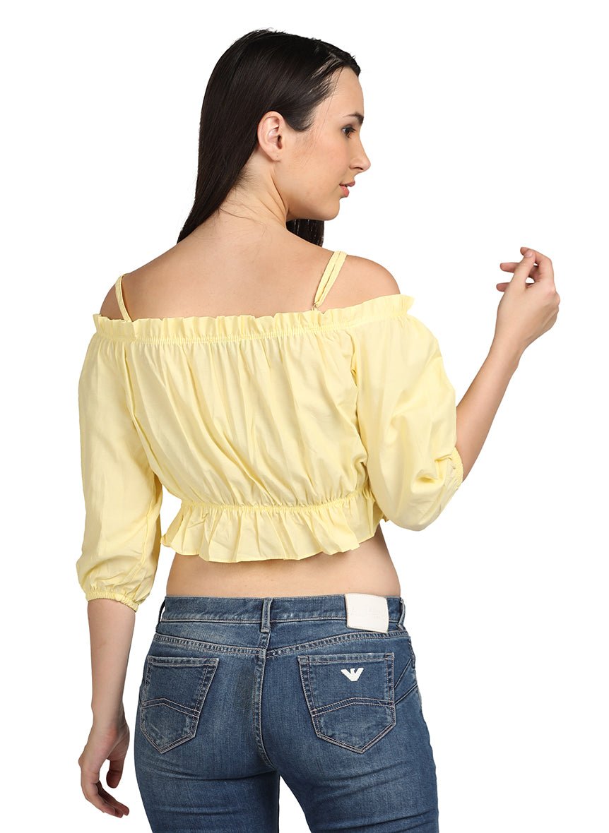 YELLOW STRAP CROP TOP