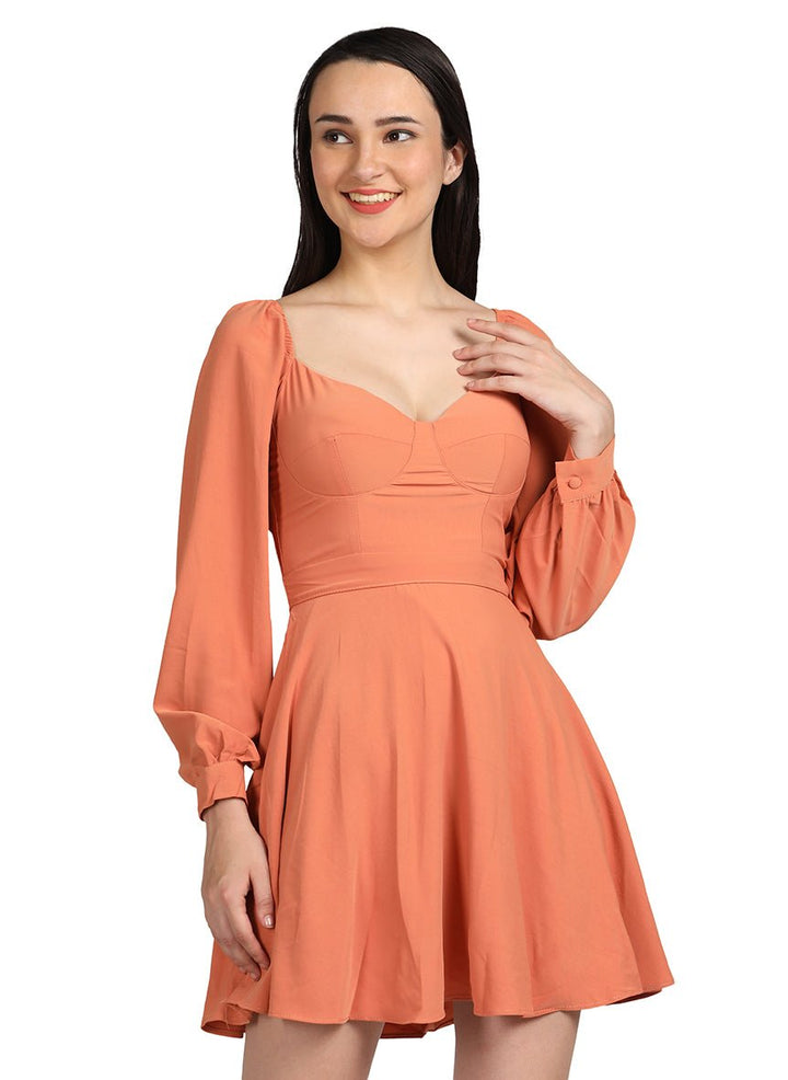 Orange waist short dress