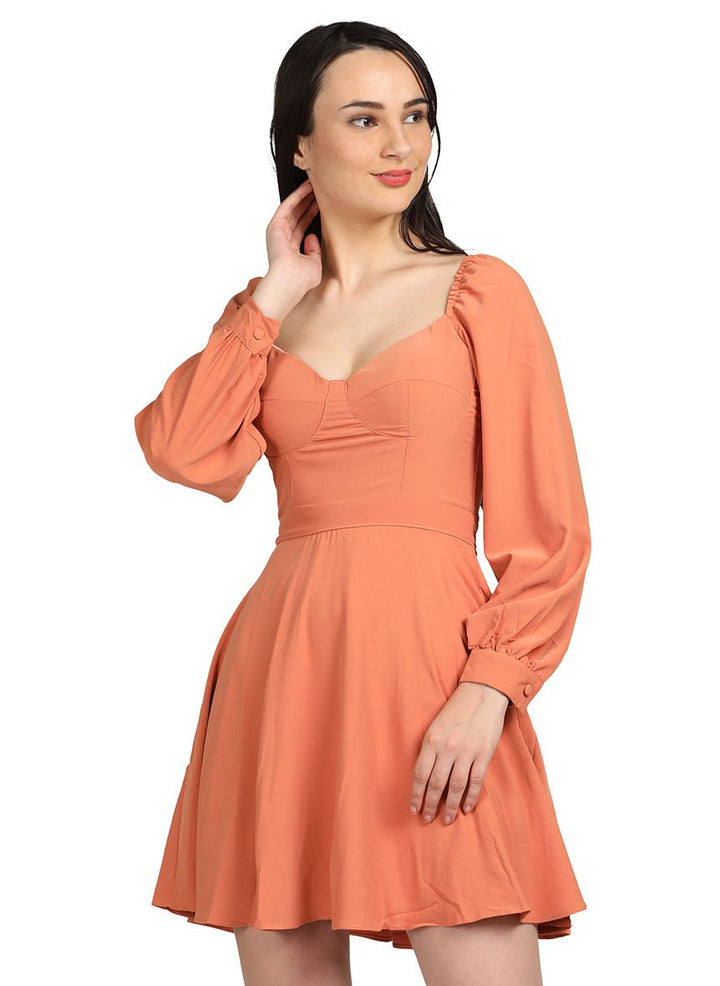 Orange waist short dress