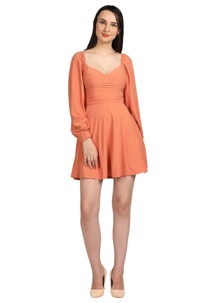 Orange waist short dress