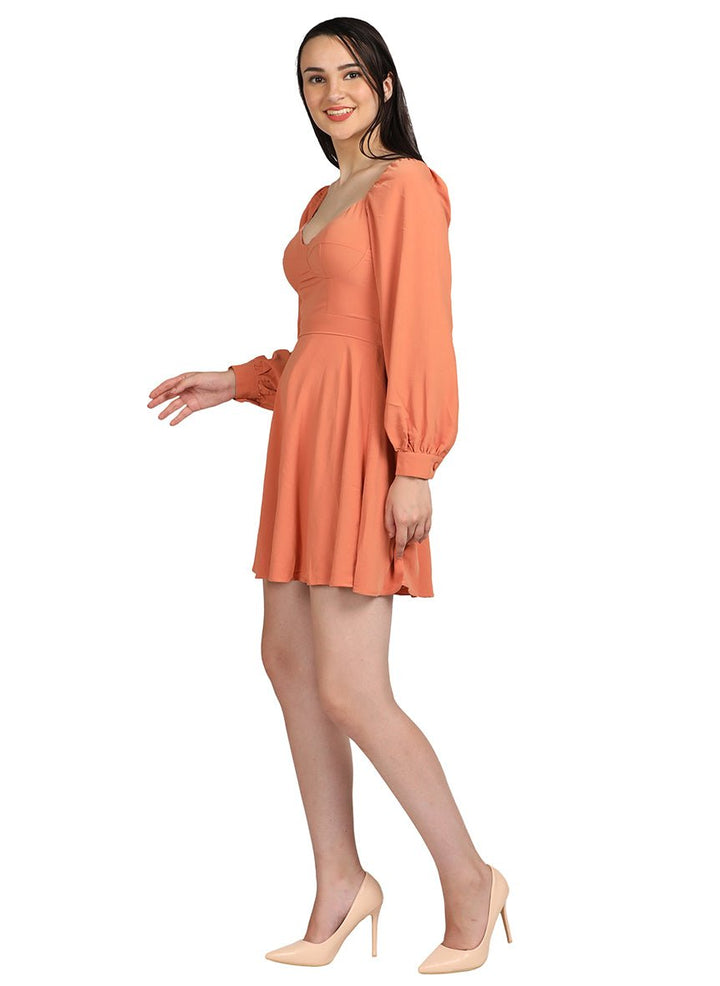 Orange waist short dress