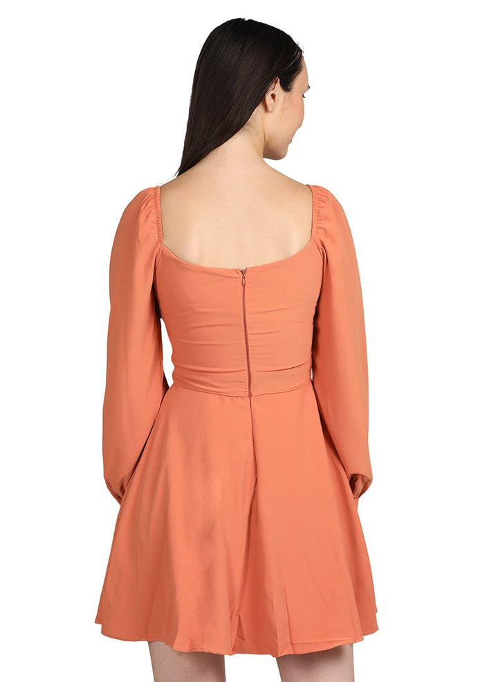 Orange waist short dress