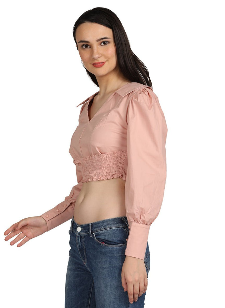 PRINCESS SLEEVES BUTTON  CROP TOP