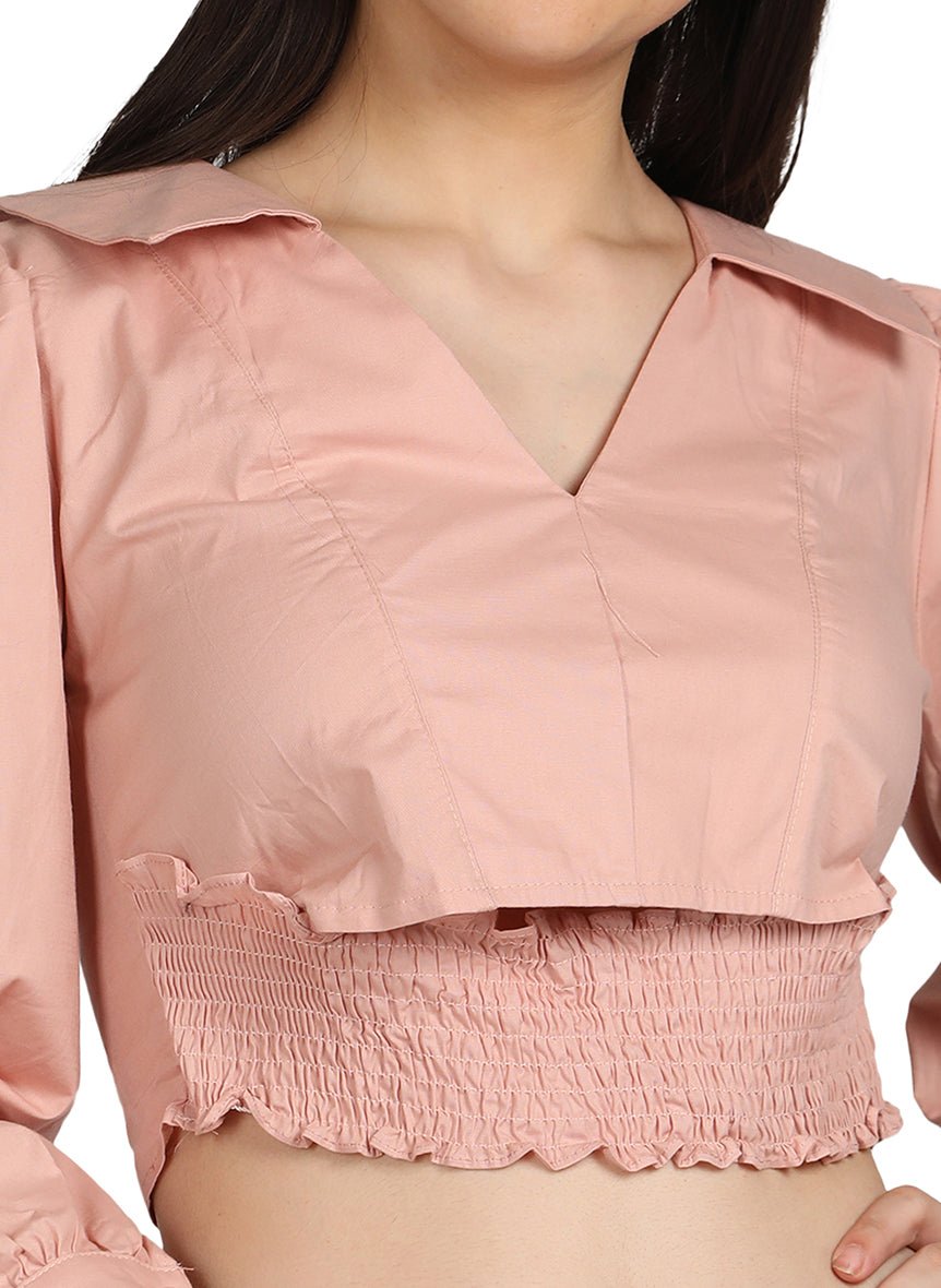 PRINCESS SLEEVES BUTTON  CROP TOP