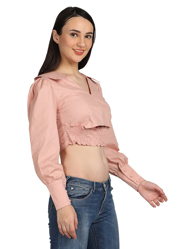 PRINCESS SLEEVES BUTTON  CROP TOP