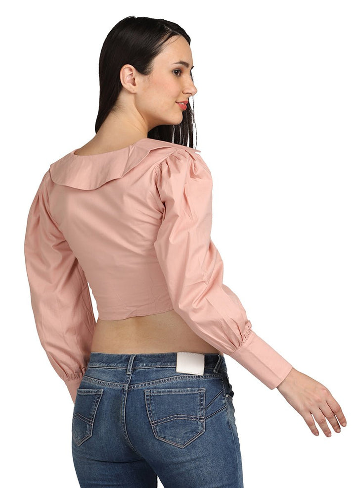 PRINCESS SLEEVES BUTTON  CROP TOP