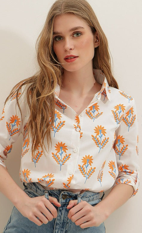 Floral print with buttons shirt