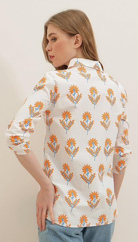 Floral print with buttons shirt
