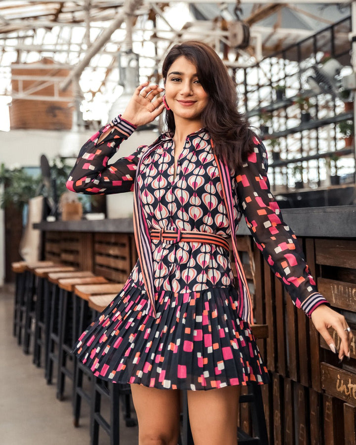Multiprint Georgette Dress