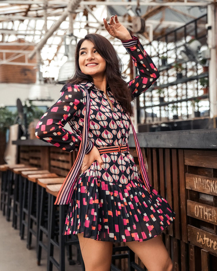 Multiprint Georgette Dress