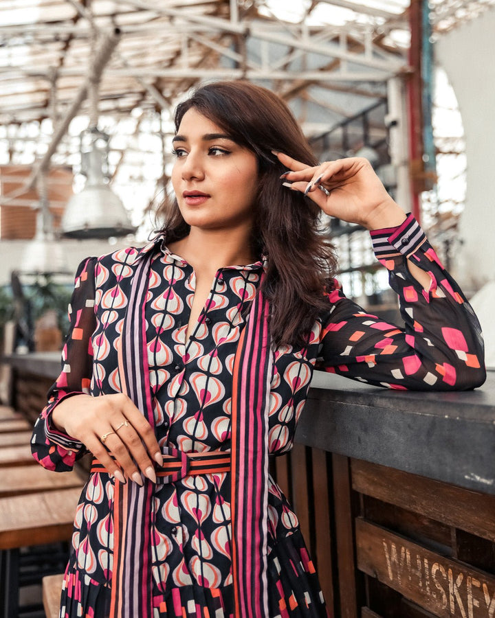 Multiprint Georgette Dress