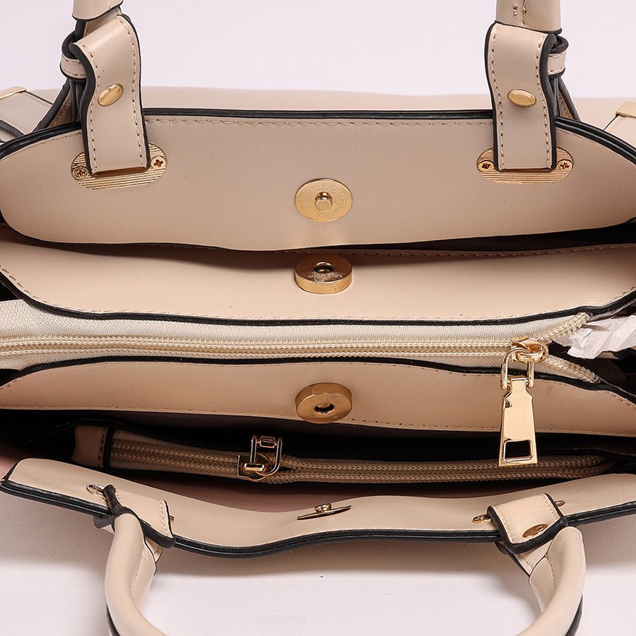 Lavish Handbag With Wallet (Cream)