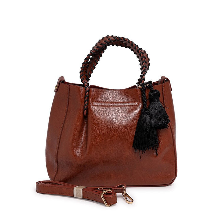 Zip closure handbag (Brown)