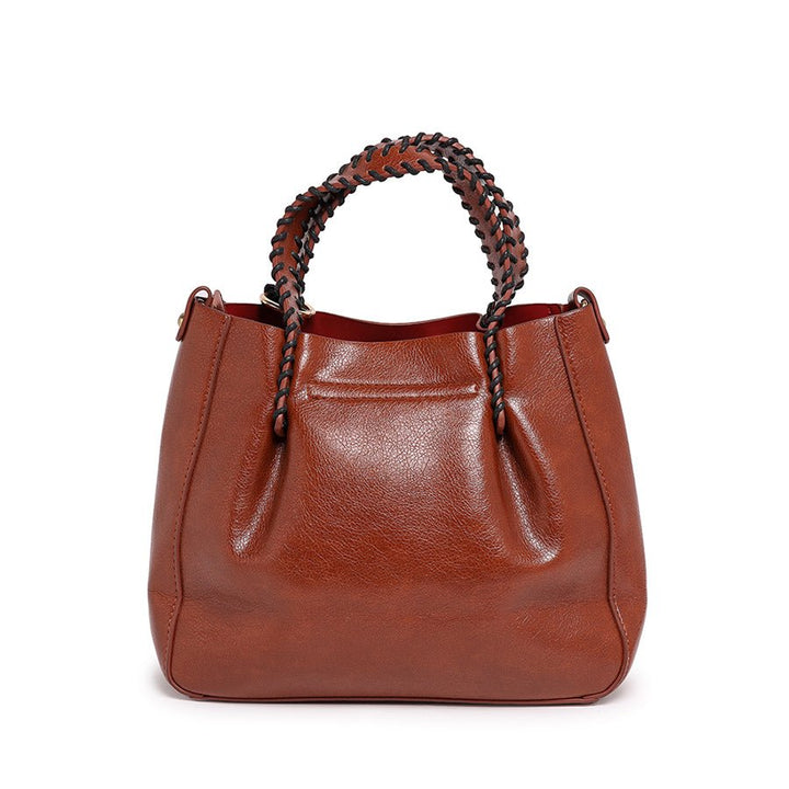 Zip closure handbag (Brown)