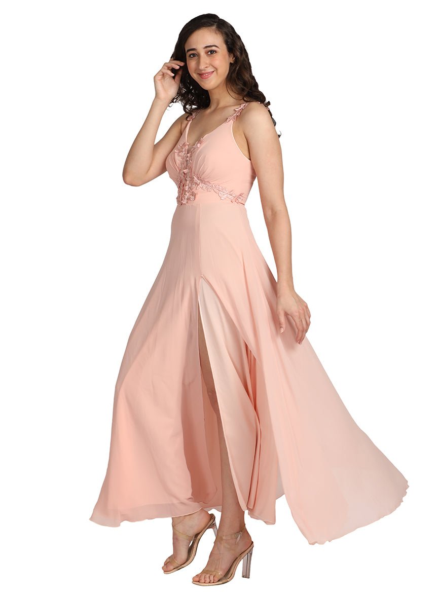 Peach prom long dress