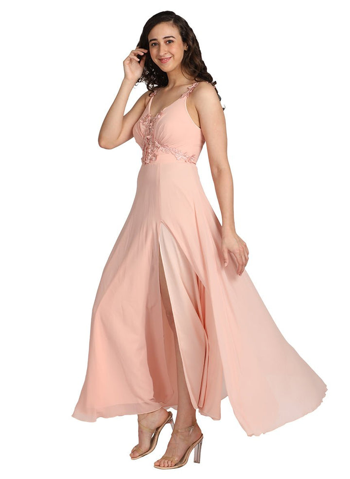 Peach prom long dress