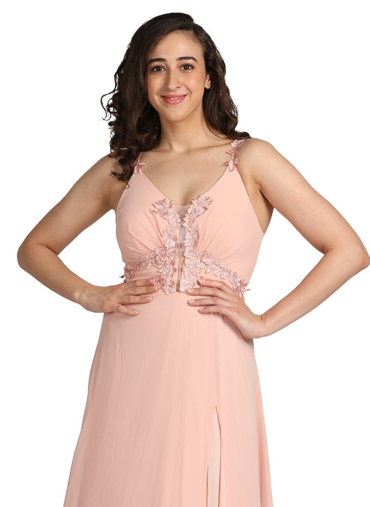 Peach prom long dress