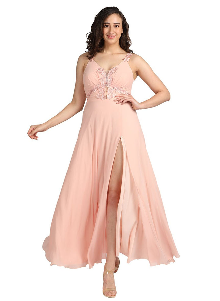 Peach prom long dress