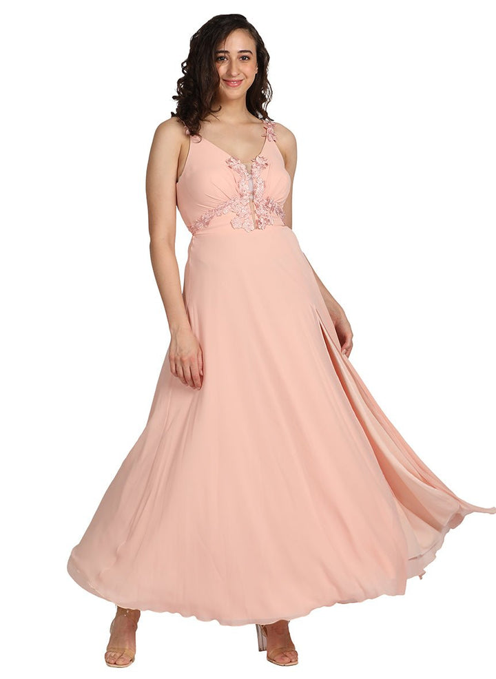Peach prom long dress