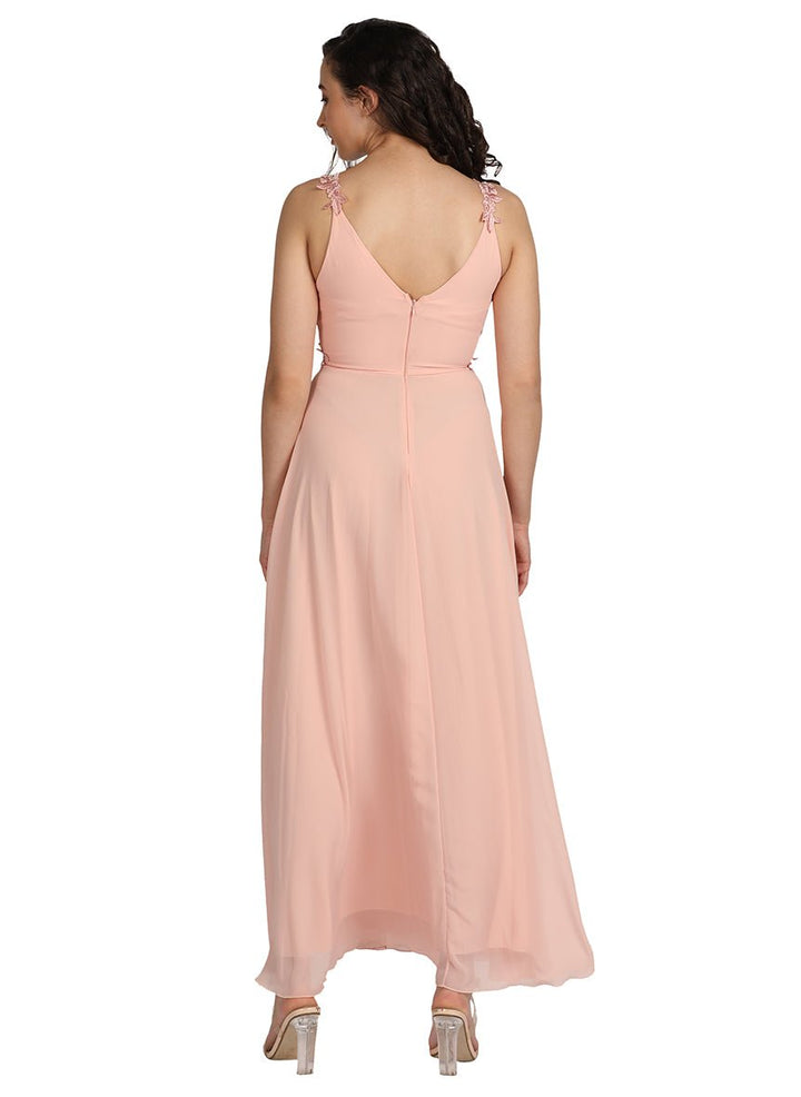 Peach prom long dress