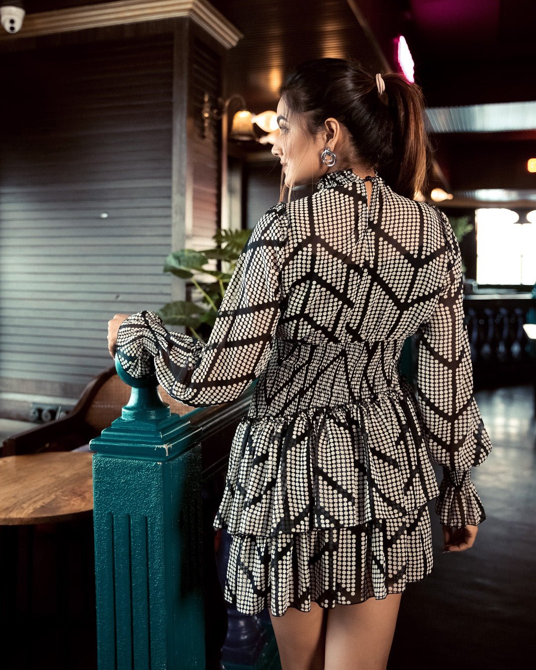 Black dotted georgette dress