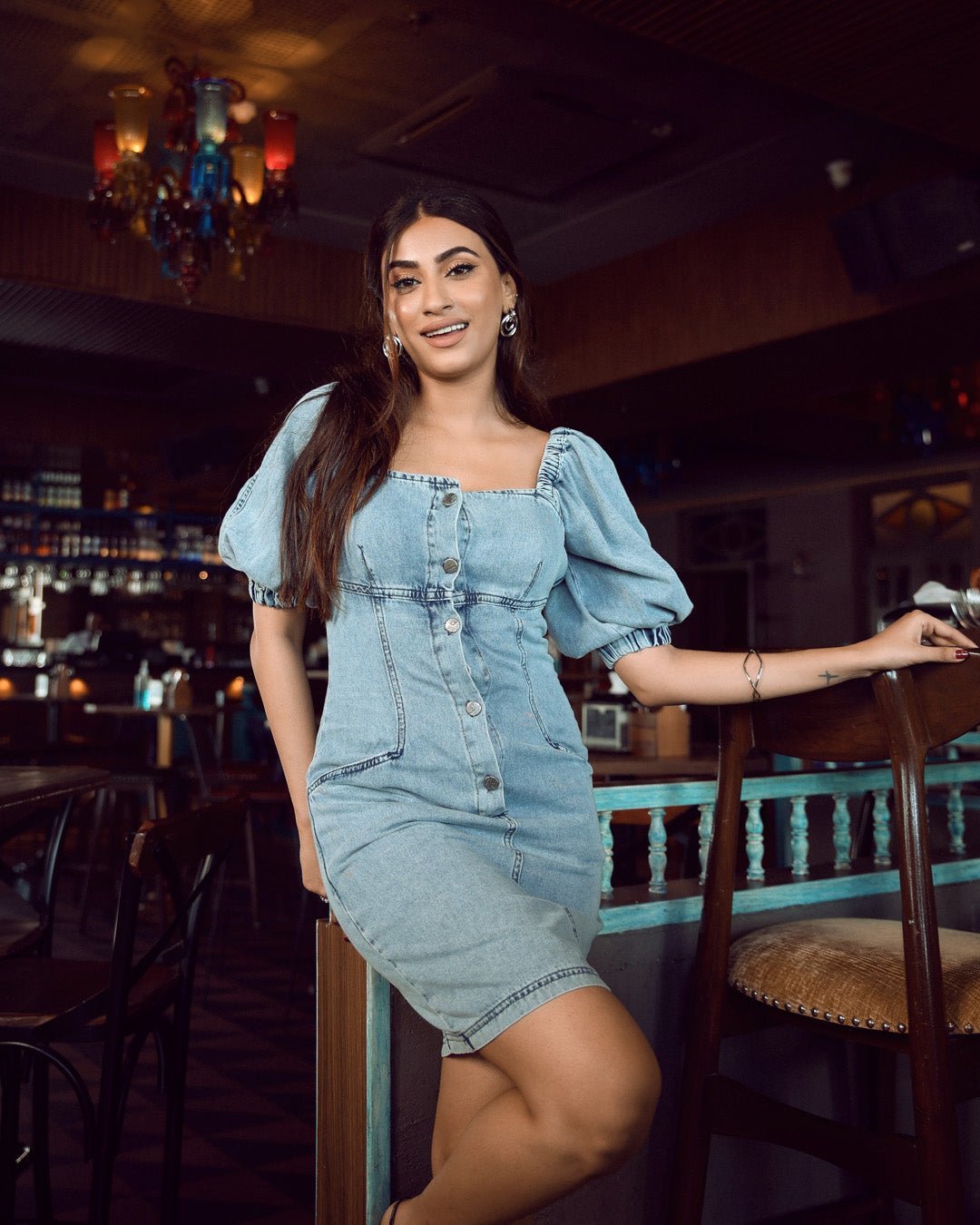 Two Pockets Button Jeans Dress