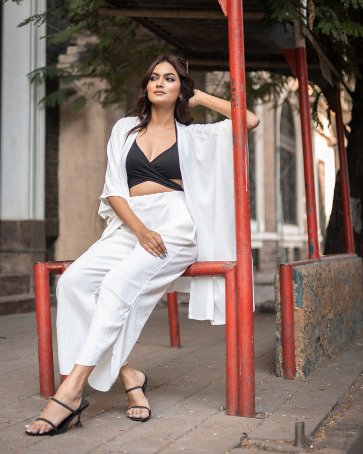 White Shrug & pant 2 pcs set