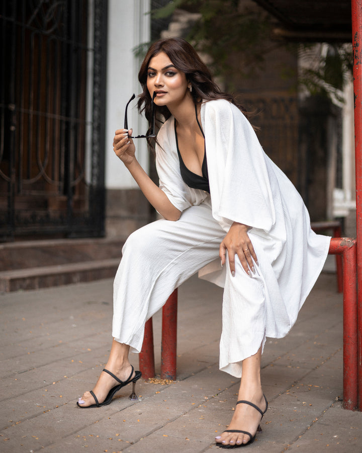 White Shrug & pant 2 pcs set