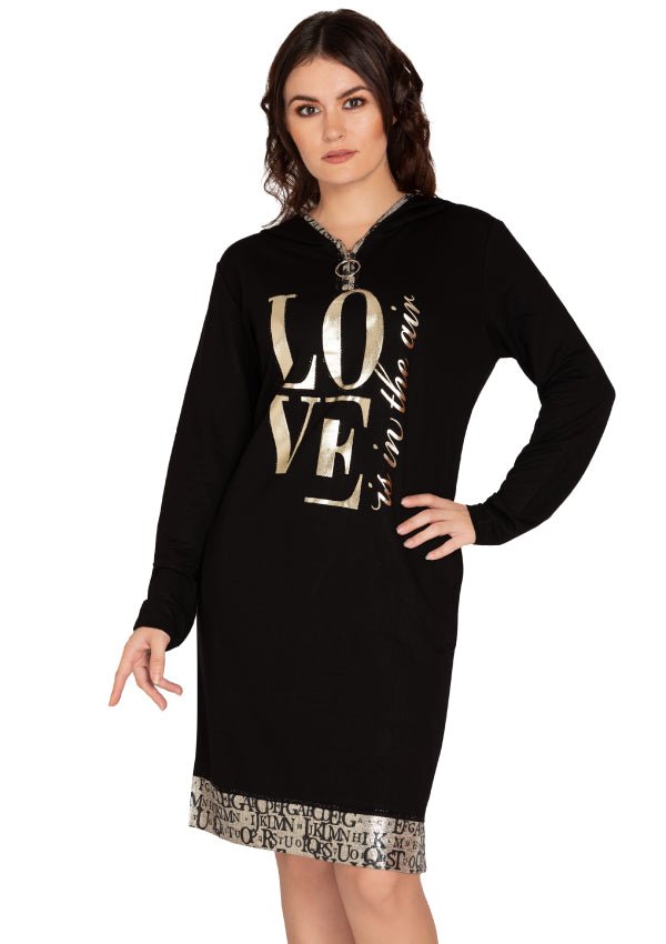 Black sweatshirt letter pattern