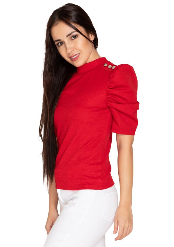 PRINCESS RED TOP WITH BUTTON